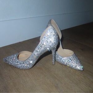 Betsey Johnson Silver Glitter Heels